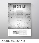 Interconnection network, molecular structure on gray background. Brochure, flyer or report for business, template vector. Стоковая иллюстрация, агентство Ingram Publishing / Фотобанк Лори