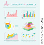 Infographic set of graph, charts and diagrams. Flat infographic collection schemes in trend color. Can be used for web banners, marketing and promotional materials, presentation templates. Стоковая иллюстрация, агентство Ingram Publishing / Фотобанк Лори