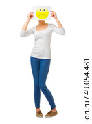 Young girl with sad sign isolated. Стоковое фото, агентство Ingram Publishing / Фотобанк Лори