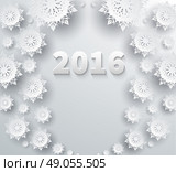Snowflakes background for winter and new year, christmas theme. Snow, christmas, snowflake background, snowflake winter. 3D paper snowflakes. Happy New Year 2016. Silver snowflake. Snowflakes shadow. Стоковая иллюстрация, агентство Ingram Publishing / Фотобанк Лори