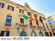 Ayuntamiento Lloret de Mar at Verdaguer passeig promenade City Hall Costa Brava of Catalonia Spain. Стоковое фото, агентство Ingram Publishing / Фотобанк Лори