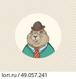 Hand drawn vector illustration for Groundhog Day. Стоковая иллюстрация, агентство Ingram Publishing / Фотобанк Лори
