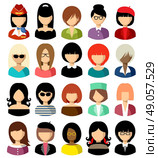 Twenty vector icons of women of a different nationality, with different hairdresses and in different clothes. Стоковая иллюстрация, агентство Ingram Publishing / Фотобанк Лори