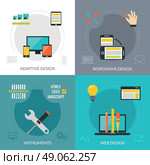 Adaptive responsive web design concept set with instruments flat icons isolated vector illustration. Adaptive Responsive Web Design. Стоковая иллюстрация, агентство Ingram Publishing / Фотобанк Лори