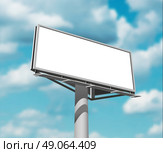 Billboard against sky background day image. Large and prominently placed high billboard advertisement poster against daytime blue clouded sky backgrund abstract vector illustration. Стоковая иллюстрация, агентство Ingram Publishing / Фотобанк Лори