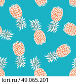 Seamless pineapples pattern vector background tile. Стоковая иллюстрация, агентство Ingram Publishing / Фотобанк Лори