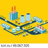 Industrial buildings, factories and boilers in perspective for design and creativity. Стоковая иллюстрация, агентство Ingram Publishing / Фотобанк Лори