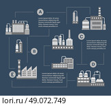Infographic vector Set of industrial buildings. Boiler building. Power building. Warehouses building. Factories building. The substation building. Buildings urban industrial buildings. Стоковая иллюстрация, агентство Ingram Publishing / Фотобанк Лори