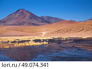 stratovolcano Cerro Colorado near Rio Putana in Atacama region, Chile. Стоковое фото, агентство Ingram Publishing / Фотобанк Лори