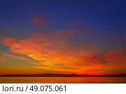 La Albufera lake sunset in El Saler of Valencia at Spain. Стоковое фото, агентство Ingram Publishing / Фотобанк Лори