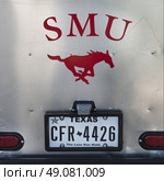 Close-up of Texas license plate with logo on a car, Park Cities, Dallas County, Texas, USA. Стоковое фото, агентство Ingram Publishing / Фотобанк Лори