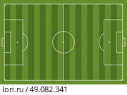 Soccer field, vector illustration. Football field with lines and areas. Marking the football field. FIFA soccer field size regulations.  105:68 m. Стоковая иллюстрация, агентство Ingram Publishing / Фотобанк Лори
