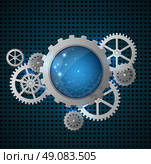 Abstract metallic industrial background with gears. Vector illustration. Стоковая иллюстрация, агентство Ingram Publishing / Фотобанк Лори