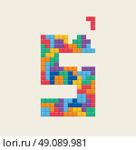 Logo number "5", video game pixel style. Editable vector design. . Стоковая иллюстрация, агентство Ingram Publishing / Фотобанк Лори