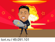 Bomb nuclear explosion design flat. Bomb danger, nuclear explosion, war nuclear, cloud mushroom atomic, energy bomb fire, armageddon bomb, power radioactive bomb, radiation bomb illustration. Стоковая иллюстрация, агентство Ingram Publishing / Фотобанк Лори