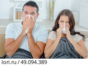Couple both have a cold. Стоковое фото, агентство Ingram Publishing / Фотобанк Лори