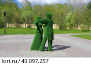 Топиарная фигура "Танцующая пара", сквер Декабристов, ​Тобольск, Тюменская область. Редакционное фото, фотограф Алексей Иванов / Фотобанк Лори