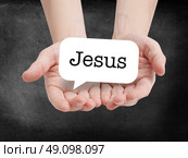 Jesus written on a speechbubble. Стоковое фото, агентство Ingram Publishing / Фотобанк Лори