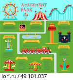 Amusement Park Infographic Set . Amusement park infographic set with family fun symbols flat vector illustration . Стоковая иллюстрация, агентство Ingram Publishing / Фотобанк Лори
