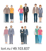 Family Couple Icons Flat. Color decorative icons set depicting family couple in different age vector illustration. Стоковая иллюстрация, агентство Ingram Publishing / Фотобанк Лори