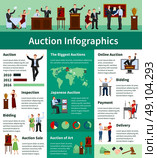  Auction Sales Worldwide Flat Infographic Banner . Upcoming international biggest auctions sales lists bids calendar and information worldwide flat infographic banner abstract vector illustration. Стоковая иллюстрация, агентство Ingram Publishing / Фотобанк Лори