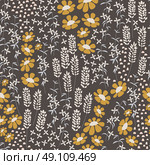 Seamless pattern design with hand drawn flowers and floral elements, vector illustration. Стоковая иллюстрация, агентство Ingram Publishing / Фотобанк Лори