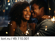 Euphoria Unleashed: A Man and a Woman Radiate Pure Bliss as They Share a Heartfelt Smile Together. Стоковое AI-изображение, AI-художник Данила Большаков / Фотобанк Лори