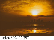 Summer Sunset Over Bucharest City Skyline In Romania. Стоковое фото, агентство Ingram Publishing / Фотобанк Лори