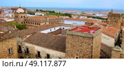 Caceres monumental aerial city in Extremadura of spain. Стоковое фото, агентство Ingram Publishing / Фотобанк Лори
