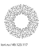 Abstract black color frame design, isolated template on white background. Circle made emblem with leaves. Spa concept monogram, natural badge. Vector decoration for fashion, cosmetics, beauty industry. Стоковая иллюстрация, агентство Ingram Publishing / Фотобанк Лори