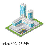 Skyscrapers, urban high-rise home. Set of objects for urban design. Стоковая иллюстрация, агентство Ingram Publishing / Фотобанк Лори