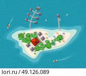 Island paradise view. Island paradise view from above. Top view island sprite. Стоковая иллюстрация, агентство Ingram Publishing / Фотобанк Лори