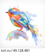 Little bird, watercolor illustration, isolated vector. Стоковая иллюстрация, агентство Ingram Publishing / Фотобанк Лори