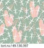 Seamless pattern with cute green rain forest animal gecko lizard, vector illustration. Стоковая иллюстрация, агентство Ingram Publishing / Фотобанк Лори
