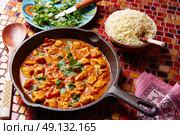 Chicken curry indian recipe with basmati rice. Стоковое фото, агентство Ingram Publishing / Фотобанк Лори