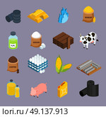 Commodity Icons Set. Commodity icons set with milk corn and gold symbols isometric isolated vector illustration . Стоковая иллюстрация, агентство Ingram Publishing / Фотобанк Лори