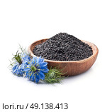 Black cumin seed with nigella flower. Стоковое фото, фотограф Волошина Мария Ивановна / Фотобанк Лори