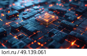Detailed close-up shot of a computer keyboard showing keys, letters, and numbers. Стоковое AI-изображение, AI-художник Данила Большаков / Фотобанк Лори