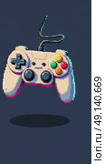 A pixel-art inspired 3D game controller icon with retro colors, slight tilt for dynamic perspective, nostalgic vibe. Стоковое AI-видео, аниматор Sergey Grishin / Фотобанк Лори