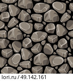 Rock Stone Seamless Pattern. Rock and stone seamless pattern with gray smooth cobbles on black background flat vector illustration   . Стоковая иллюстрация, агентство Ingram Publishing / Фотобанк Лори