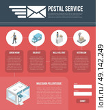 Post Page Website Design Template. Postal service page template for web design with fields for personal data and submit button flat vector illustration   . Стоковая иллюстрация, агентство Ingram Publishing / Фотобанк Лори