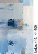 Textured abstract painting with cool blue and white tones, layered brush strokes and modern minimal composition evoking calm and sophistication. Стоковое AI-изображение, AI-художник Катерина Бондарец / Фотобанк Лори