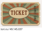 Retro circus ticket with vintage pattern in green and red stripes, suitable as background. Стоковое AI-изображение, AI-художник Анастасия Золотницкая / Фотобанк Лори