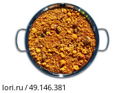Cauliflower and pork ribs Paella on white background. Стоковое фото, агентство Ingram Publishing / Фотобанк Лори