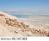 view of Dead Sea from fortress Masada, Israel. Стоковое фото, агентство Ingram Publishing / Фотобанк Лори