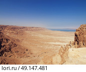 view of Dead Sea from fortress Masada, Israel. Стоковое фото, агентство Ingram Publishing / Фотобанк Лори