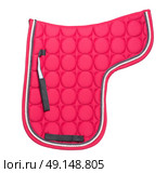 dressage red saddle cloth isolated on white. Стоковое фото, агентство Ingram Publishing / Фотобанк Лори