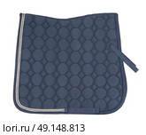 New beautiful marine dressage saddlecloth isolated on white. Стоковое фото, агентство Ingram Publishing / Фотобанк Лори