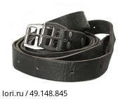old leather Stirrup isolated at white. close up. Стоковое фото, агентство Ingram Publishing / Фотобанк Лори