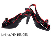 Black high heel patent leather women shoes on white background. Стоковое фото, агентство Ingram Publishing / Фотобанк Лори